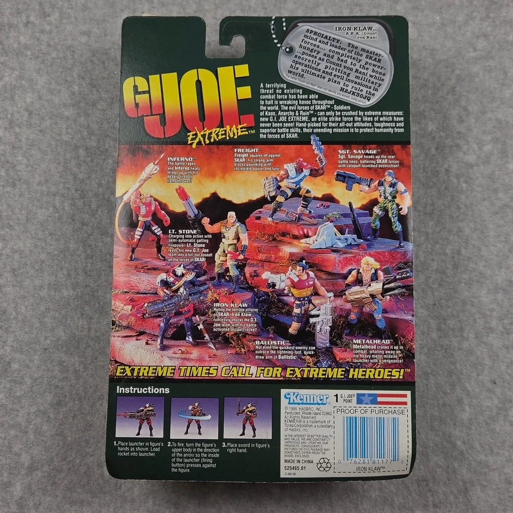 GI Joe Extreme Iron Klaw Action Figure 1995 Kenner Vintage New Sealed